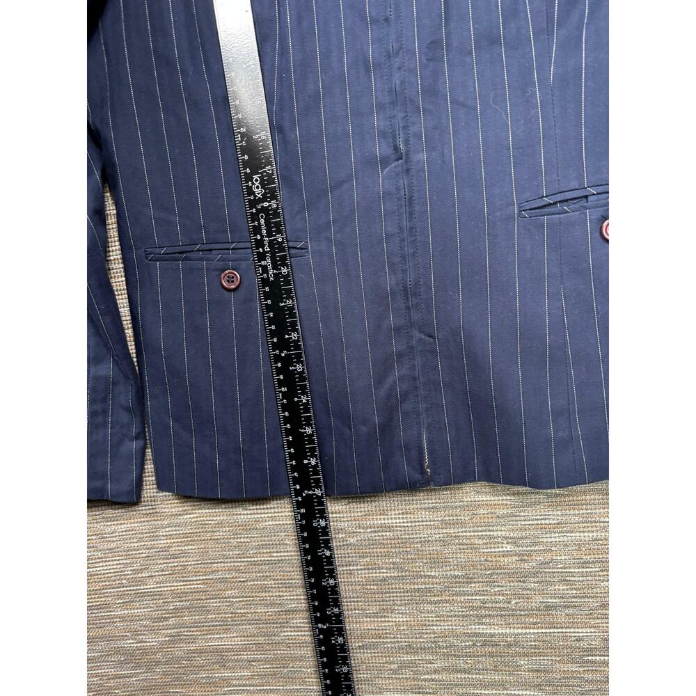 Evan Picone Blazer Womens 16 Blue Pinstripe Zip Front Stretch Career Jacket - Picture 7 of 7